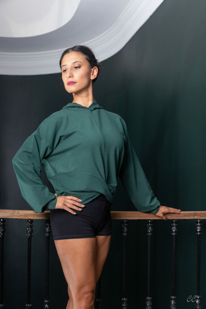 Sweat à Capuche D93104 Vert Deha Italy