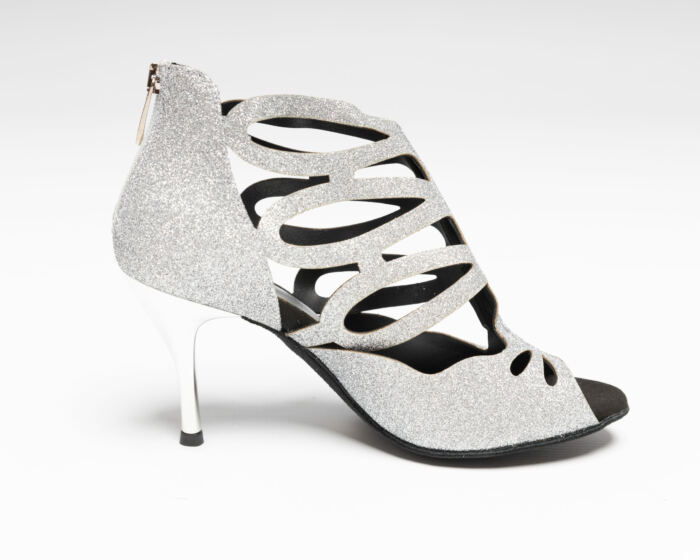 Chaussures Kizomba en Glitter Argento 7/82 Talon 8.5 cm Lidmag – Image 2