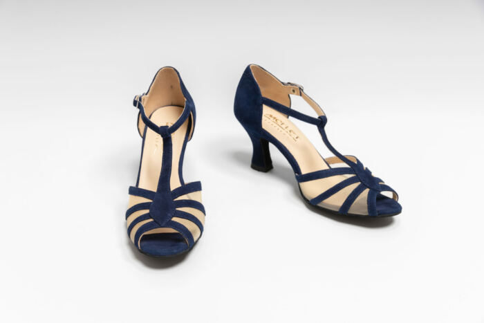 Chaussures Velours Bleu Nuit Jasmine Merlet