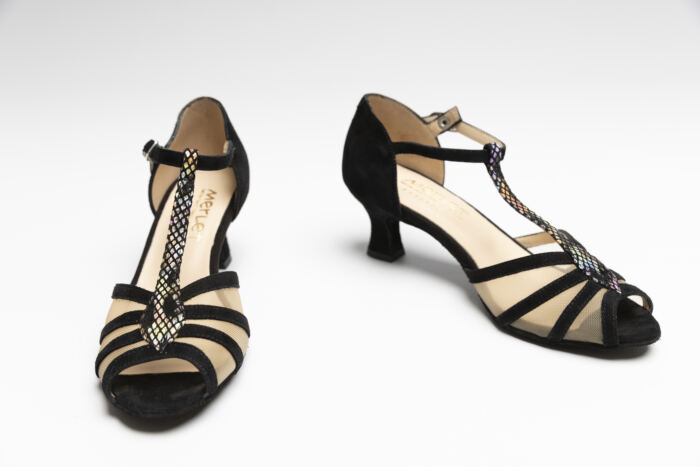 Chaussures Karmina Cuir Taipan Noir Velours Merlet