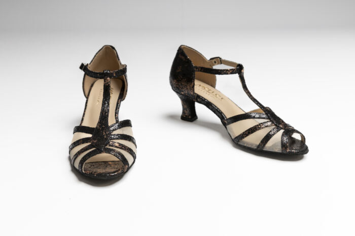 Chaussures Karmina Cuir Rose Doré Broken Merlet