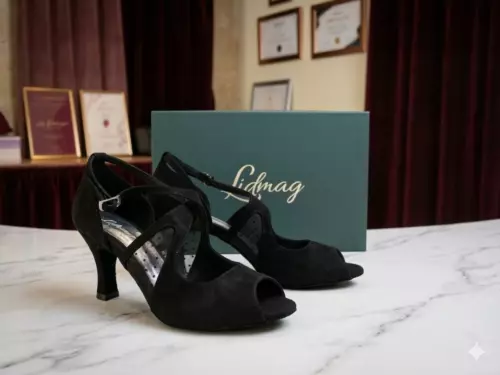 Chaussures de danse latine Lidmag 19/12 à talon 7 cm, style ouvert, pour performances élégantes