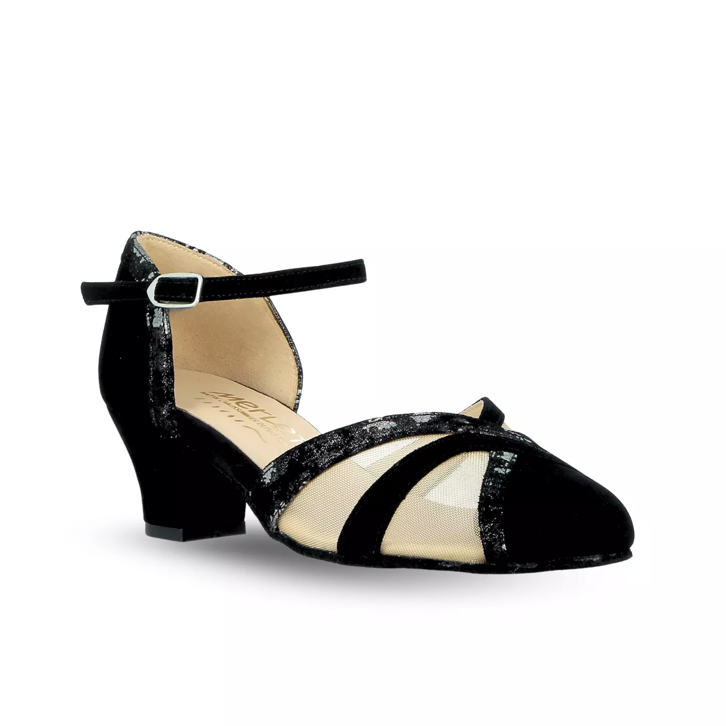 Chaussures de Danse Edgy Noir Argent Merlet
